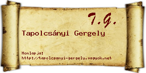 Tapolcsányi Gergely névjegykártya