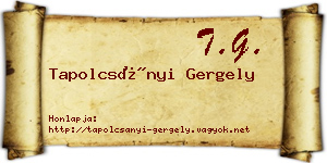 Tapolcsányi Gergely névjegykártya